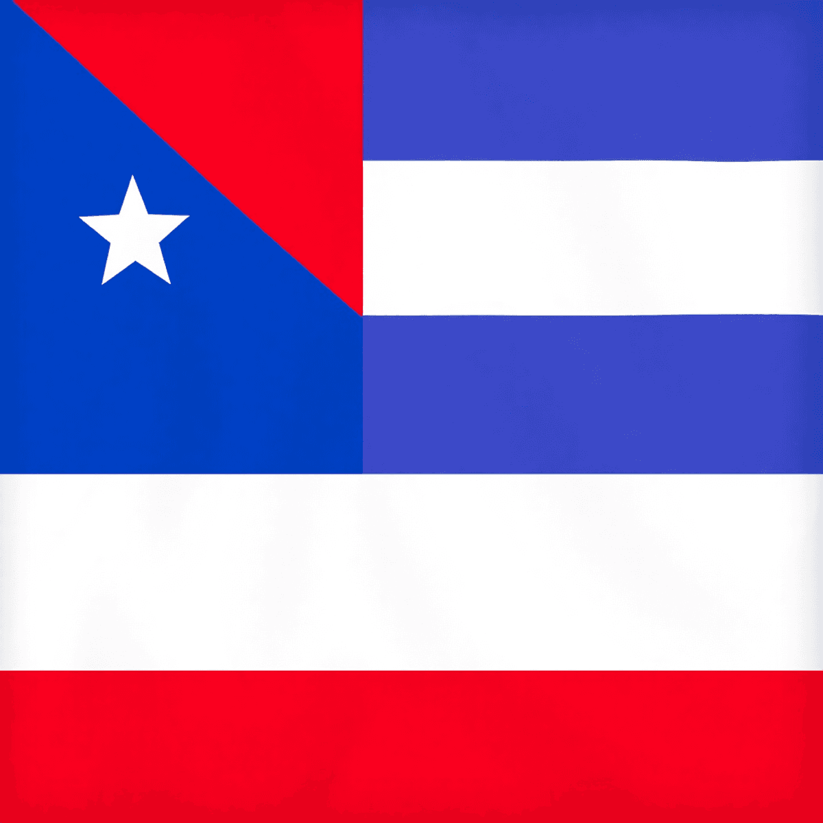 A clean flag with bold red, white, and blue stars and stripes in a simple, geometric design