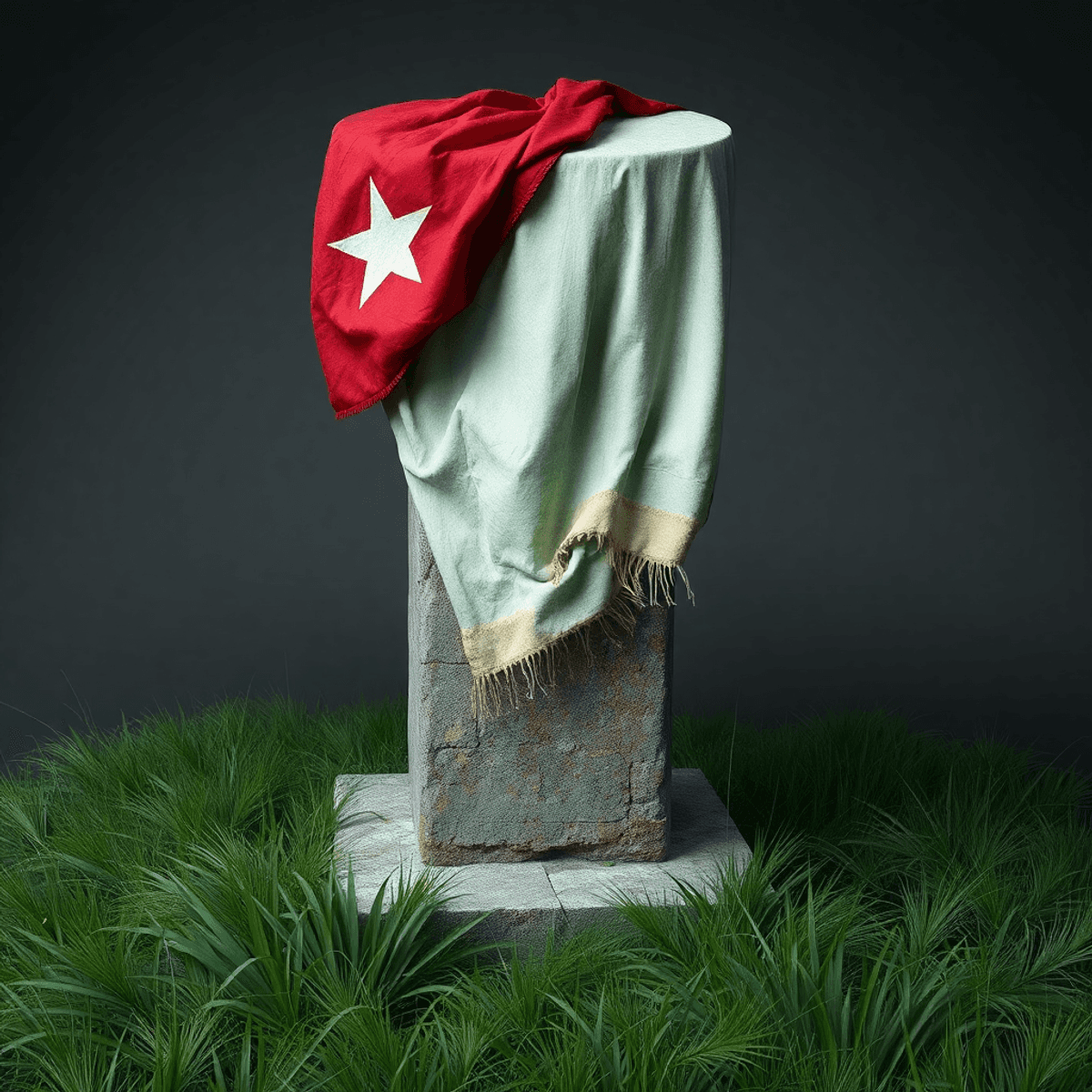 A worn, tattered flag on a pole representing forgotten flags
